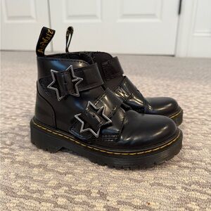 Dr. Martens Black Kids Boots with Star Accents